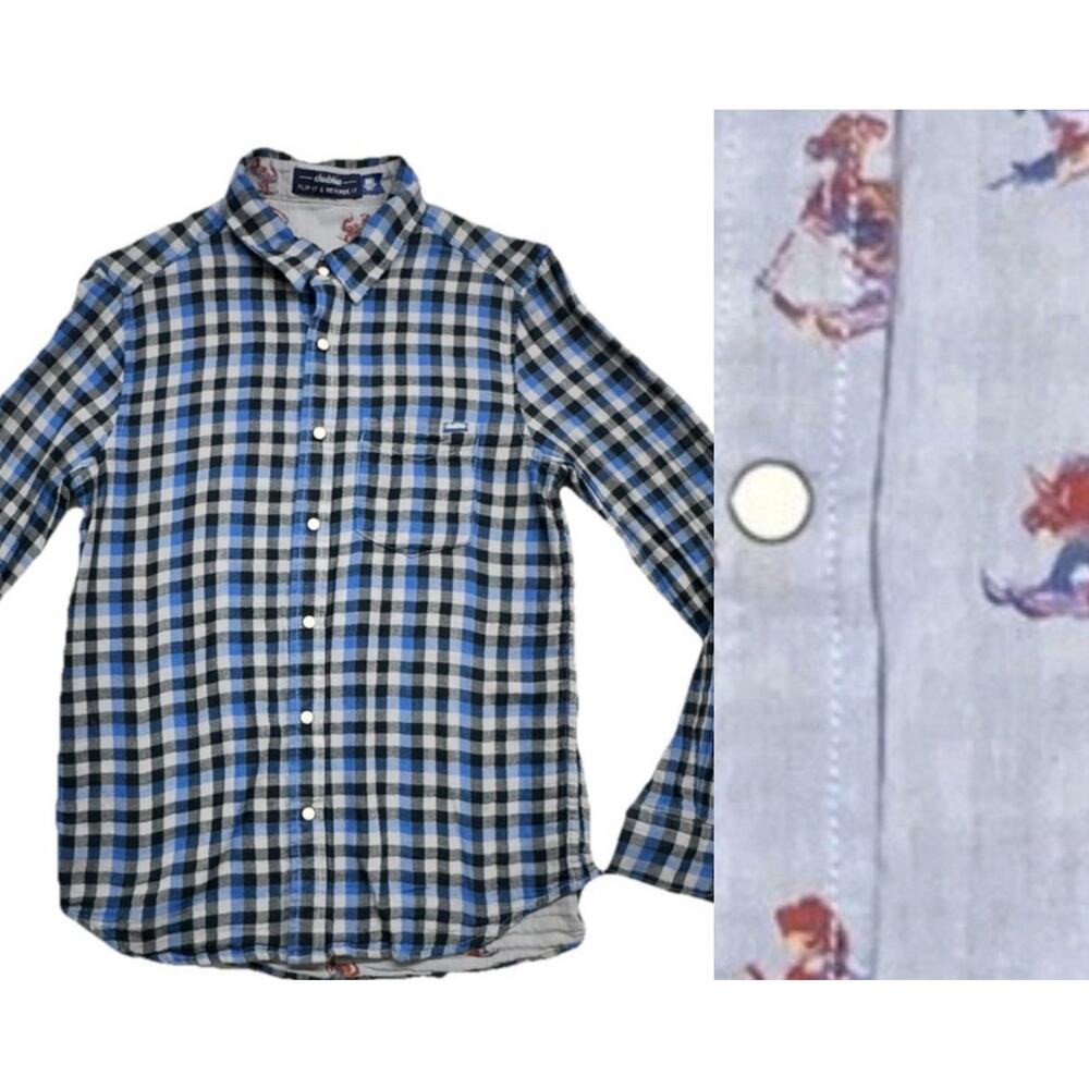 Chubbies Shirt Mens Small Dinosaur Flip It Reverse It Double Sided Pearl Snap